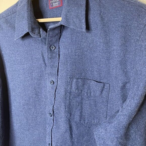 UNTUCKit Shirt Mens Size XL Long Sleeve Navy Blue Button Up with Pocket - Picture 5 of 8